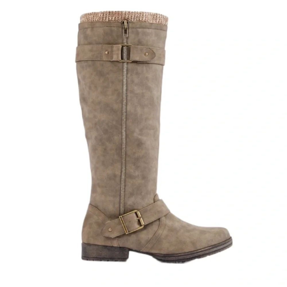 Just Fab flat boots julianna in taupe NIB